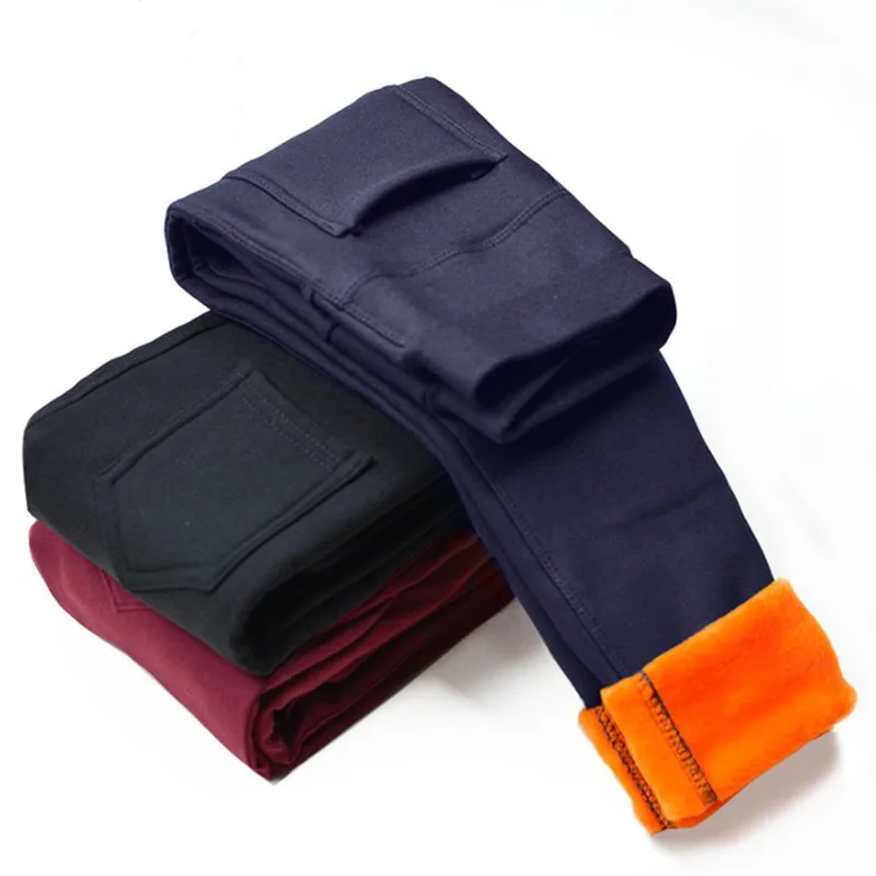 2019 модные однотонные теплые брюки для девочек на осень и зиму Детские облегающие