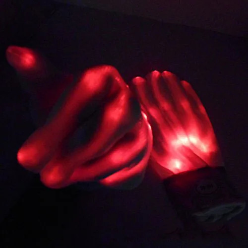 Red light 1 шт. Хэллоуин светодиодные светящиеся перчатки новинка костяные светящиеся перчатки Радуга Рождество карнавал светящиеся перчатки неоновые вечерние принадлежности - Цвет: Red light