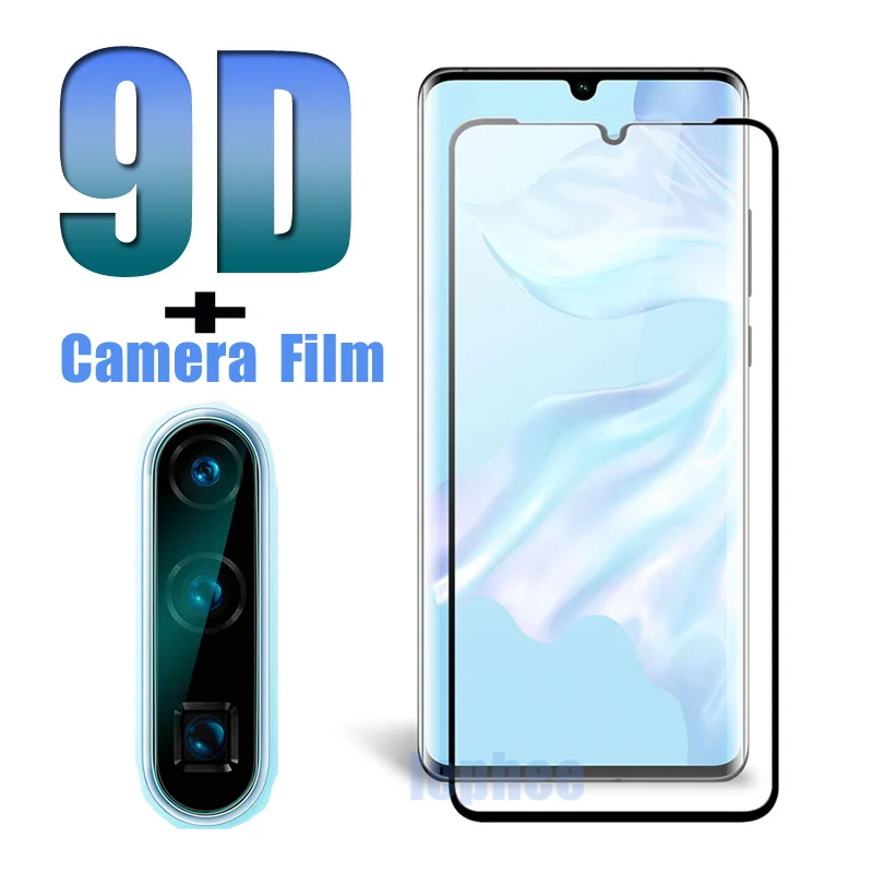 Front 9D and Camera Для huawei p30 pro Чехол на P30 lite P smart mate 20 30 Lite P20 pro Закаленное стекло Защитная камера протектор экрана - Цвет: Front 9D and Camera