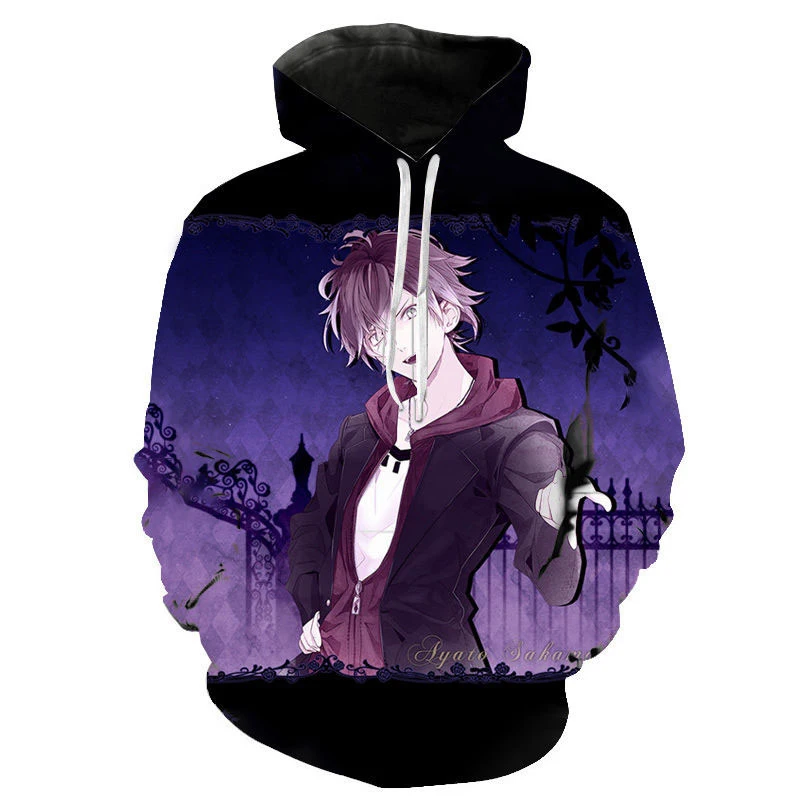 

Толстовка с капюшоном для любителей комори Юи Сакамаки Шу, пуловер с длинным рукавом и 3D-принтом, джемпер с капюшоном