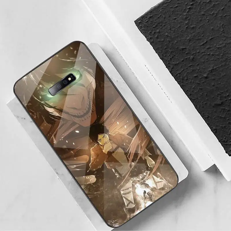 

Hot anime Attack on Titan Phone Case Tempered glass For Samsung S6 S7 edge S8 S9 S10 e plus note8 9 10 pro