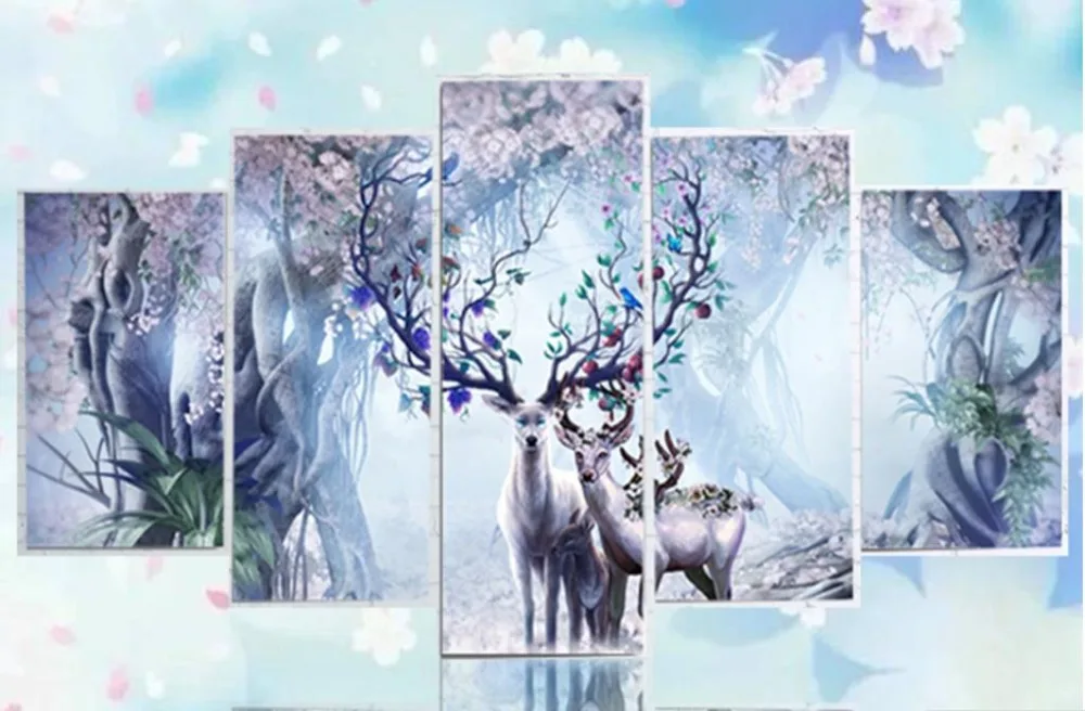 

DIY Diamond Embroidery "Deer"3D Diamond Painting Cross Stitch Full Drill Rhinestone Mosaic 5pcs Multi-picture