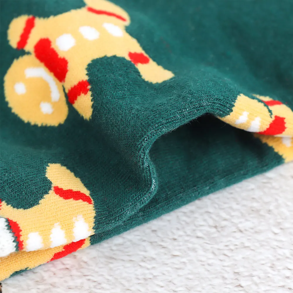 Хлопковые носки унисекс с мультяшным рисунком трубы узором в виде снежинок и