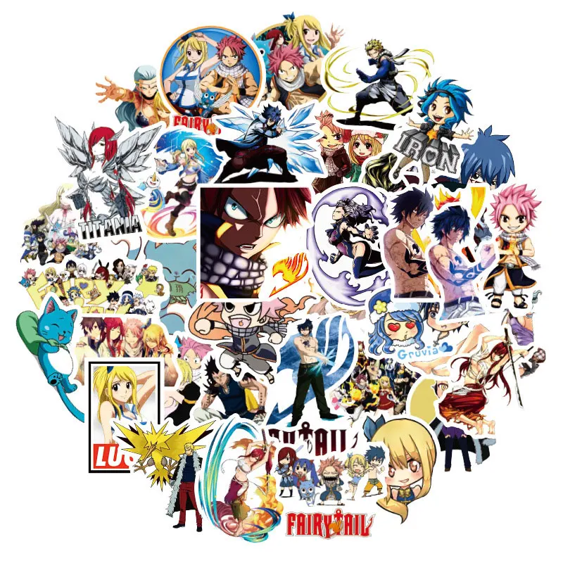 Caja de regalo DIY para casco de coche y refrigerador, pegatinas japonesas de Anime de FAIRY TAIL para bicicleta, guitarra, cuaderno, maletero de Skate, 10/30/50 unids/paquete-2