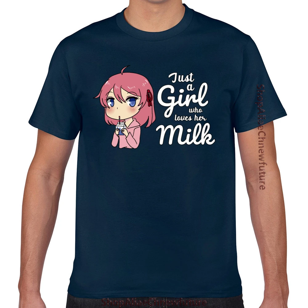 Топы Футболка Для мужчин японский из под молока рубашка Kawaii с изображением в