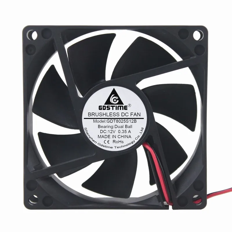 1 шт. GDT Gdstime 2Pin DC 12V шариковый подшипник 8 см 80 мм 8025 80x80x25мм охлаждающий вентилятор