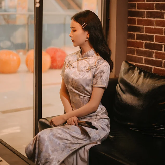 Женское винтажное вечернее платье-Ципао праздничное китайское традиционное