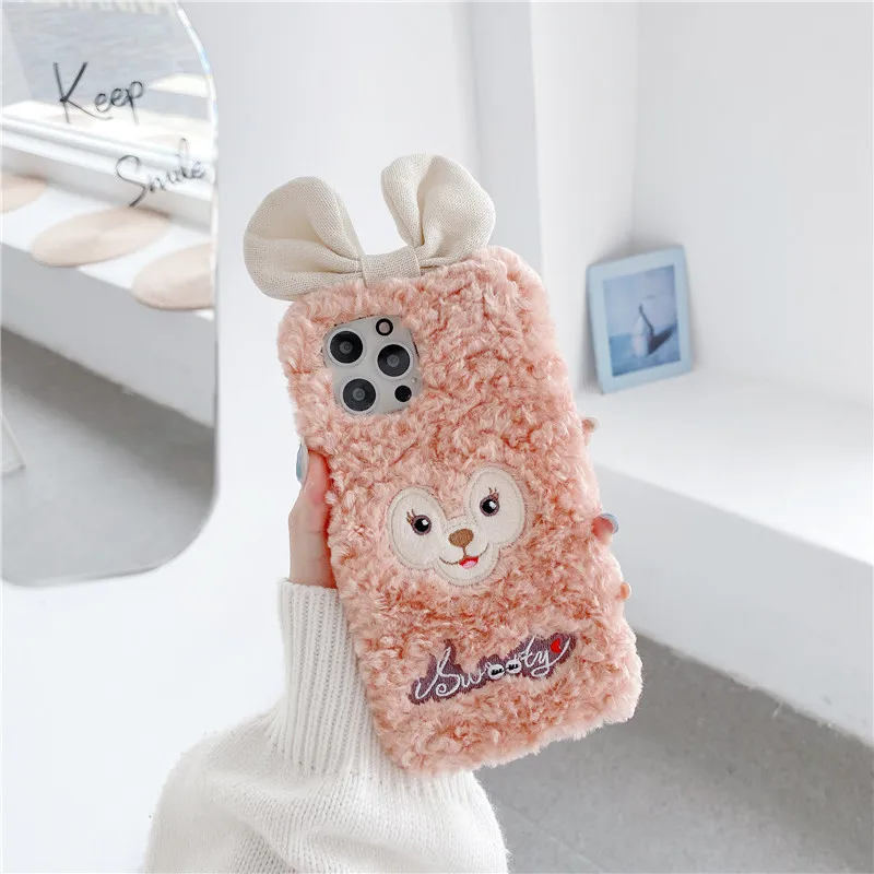 

3D Plush Bear Bowknot Phone Case For Huawei Y6 Y7 Y9 P smart 2019 Y8P Nova 5T P50 P40 Lite P30 P20 Pro Honor 10 20 30 Soft Coque