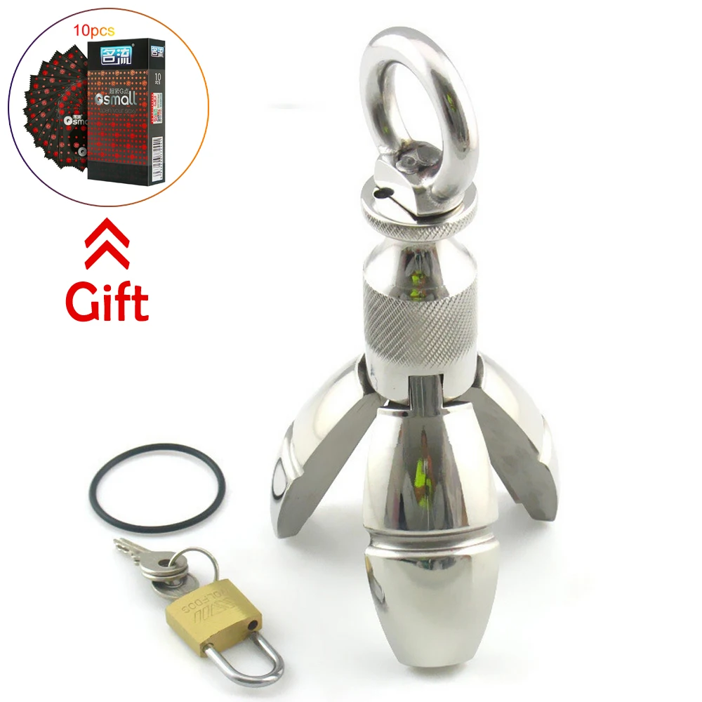 Анальная пробка из нержавеющей стали расширитель с замком для мужчин устройство