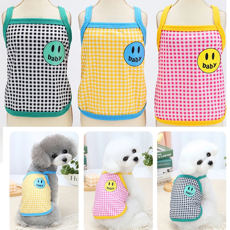 

Pet Princess Dog Cooling Vest for Dogs Plaid Sleeveless Sling Dress Puppy Summer Clothes for Small Dogs Kitten Cat South Korea