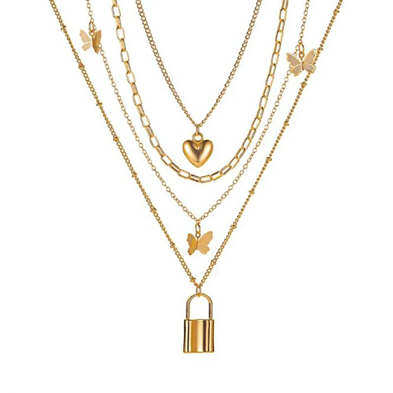 Многослойное ожерелье-чокер с замком для влюбленных в стиле стимпанк - купить по