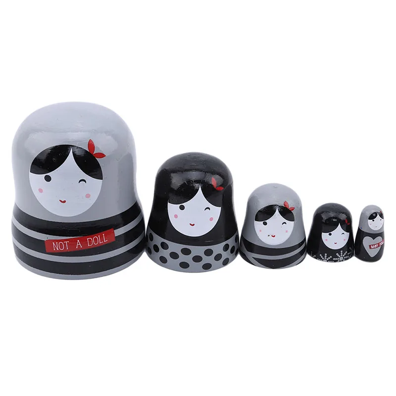 

5PCS/Set Lovely Matryoshka Wooden Dolls Nesting Babushka Russian Hand Paint for Kids Christmas Toys Gifts dolls for kids