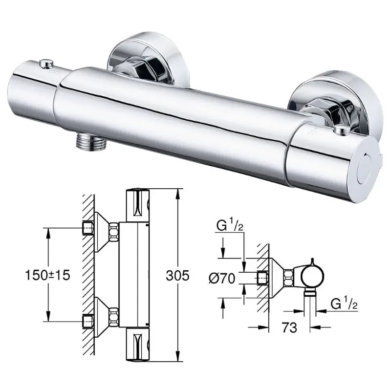

28EB Thermostatic Control Mixing Valve Wall Bathroom Smart Shower Faucet Taps Mixer