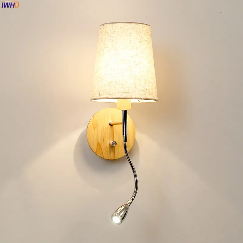 Настенный светильник IWHD в скандинавском стиле тканевый светодиодный для спальни