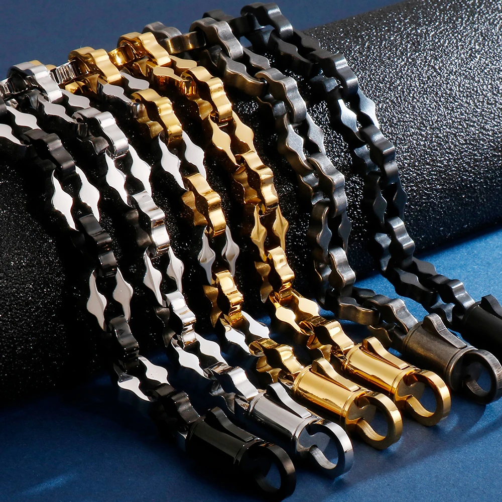 Браслеты из камней в стиле хип хоп мужские золотые черные 316L нержавеющая сталь