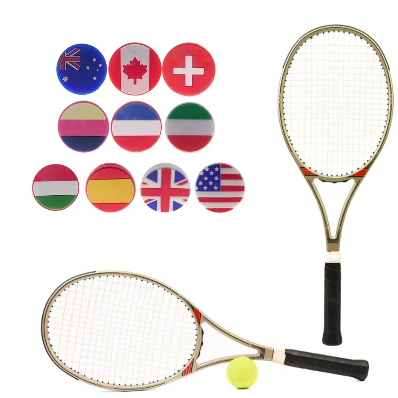 

77HC National Flag Tennis Racket Shock Absorber Vibration Dampeners Durable Anti-vibration Silicone Sports Accessories
