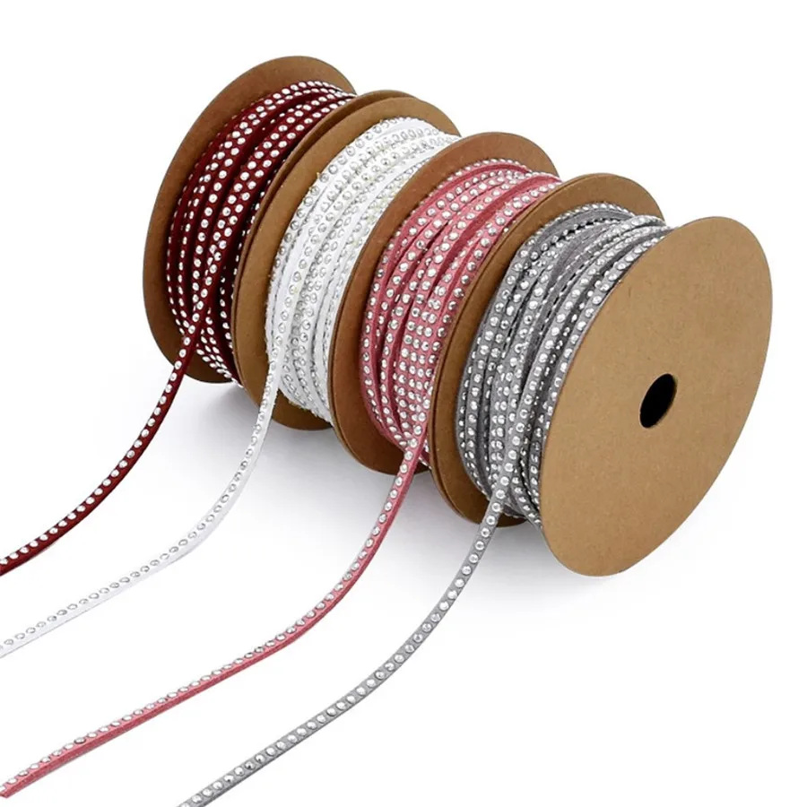 

2MM X 5Meters Hot Drilling Diamond Flat Leather Lace Beading Thread Faux Suede Cord String Velvet Beading Supplies