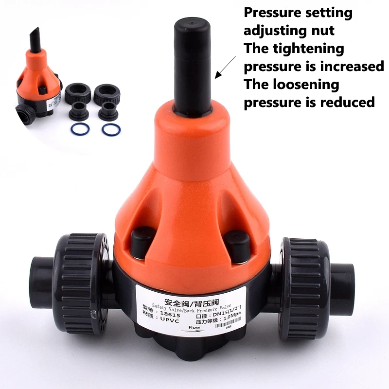 1Pc I.D 20/25/32/40/50/63/75mm UPVC Back Pressure Valve Relief pressure relief Valve PVC Plastic Safety Check Valve