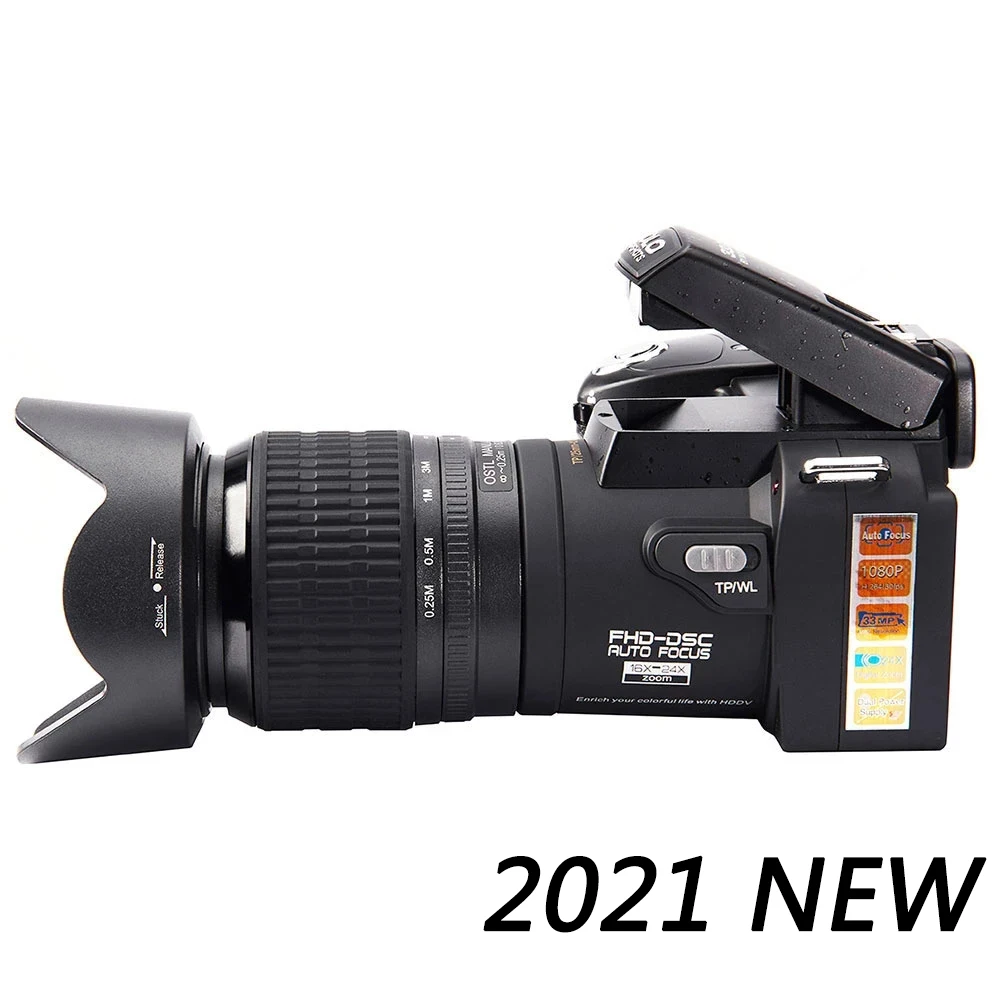 $163.87 DSLR Video Camera ELRVIKE 2022 Professional 24X Optical Zoom Three Lens HD Digital Camera POLO D7100 33Million Pixel Auto Focus