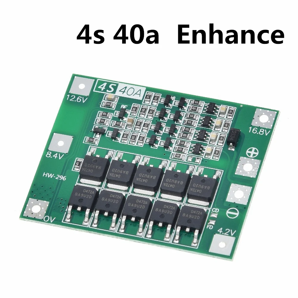 3 S/4S 40A 60A литий-ионный аккумулятор Защитная плата 18650 BMS для электродвигателя 11,1 V 12,6 V/14,8 V 16,8 V - Цвет: 4s  40a Enhanced