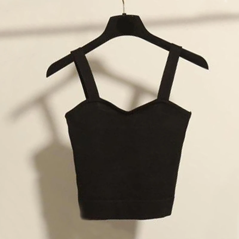 Топ женский трикотажный Короткий без рукавов пикантный Повседневный