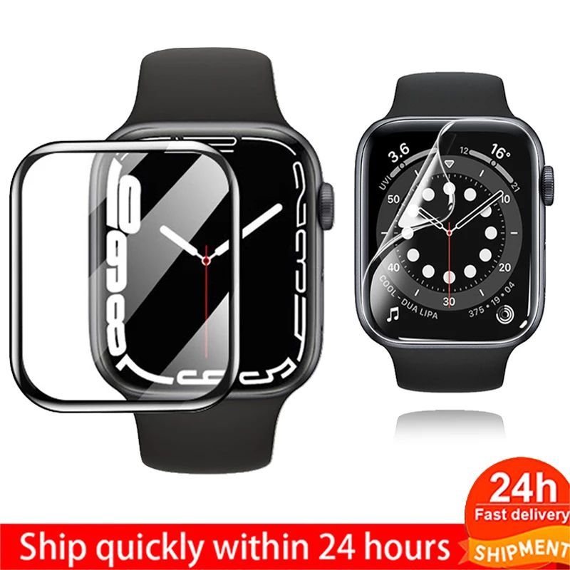 

Полная защита экрана для Apple Watch серии 7 6 SE 5 4 для Iwatch 45 мм 41 мм 42 мм 40 мм 38 мм, Прозрачная мягкая пленка, аксессуары для часов