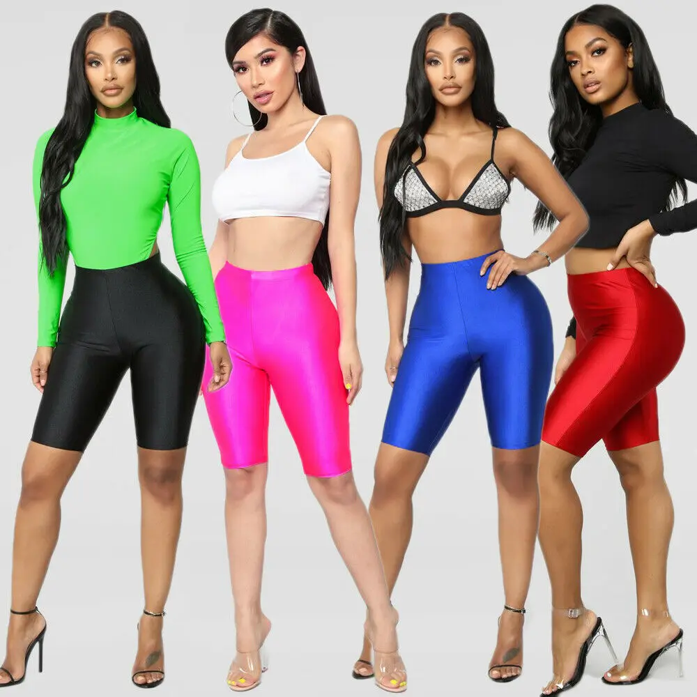 

Summer New Women Cycling Shorts Dancing Gym Biker Slim Active Sports Solid Sexy Skinny Bottoming Shorts