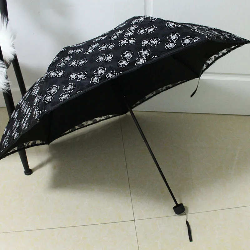 Вышитый кружевной двухслойный 3-слойный зонтик от дождя и солнца для женщин