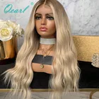 Парик из натуральных волос на полной сетке, блонд, с коричневыми корнями, бразильские волосы Реми, фронтальные парики для женщин, предварительно выщипанная линия волос, 150%, Qearl