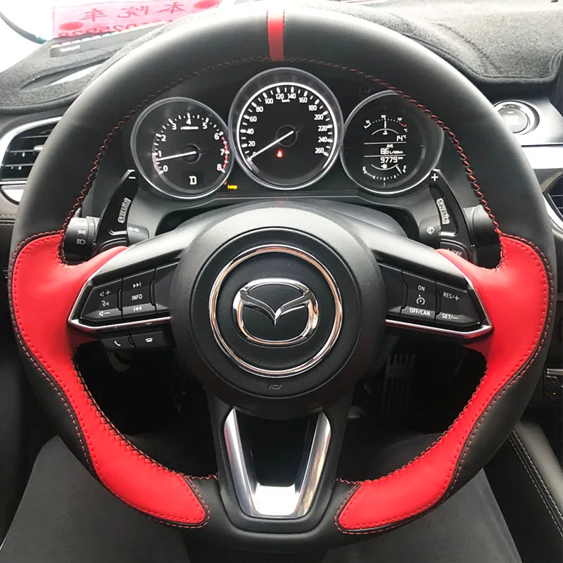 

DIY hand-stitched leather car steering wheel cover for Mazda 2/3/6 CX-30 CX-4 CX-5 CX-6 CX-7 Xingcheng Atenza