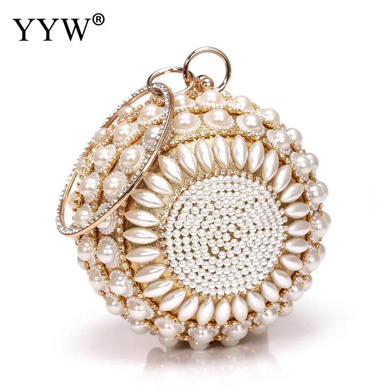 

Metal Hard-Surface Clutch Bag 2020 Evening Party Crystal Clutch Fashion Graceful Round Bags Women Banquet Dinner Gold Sac A Main
