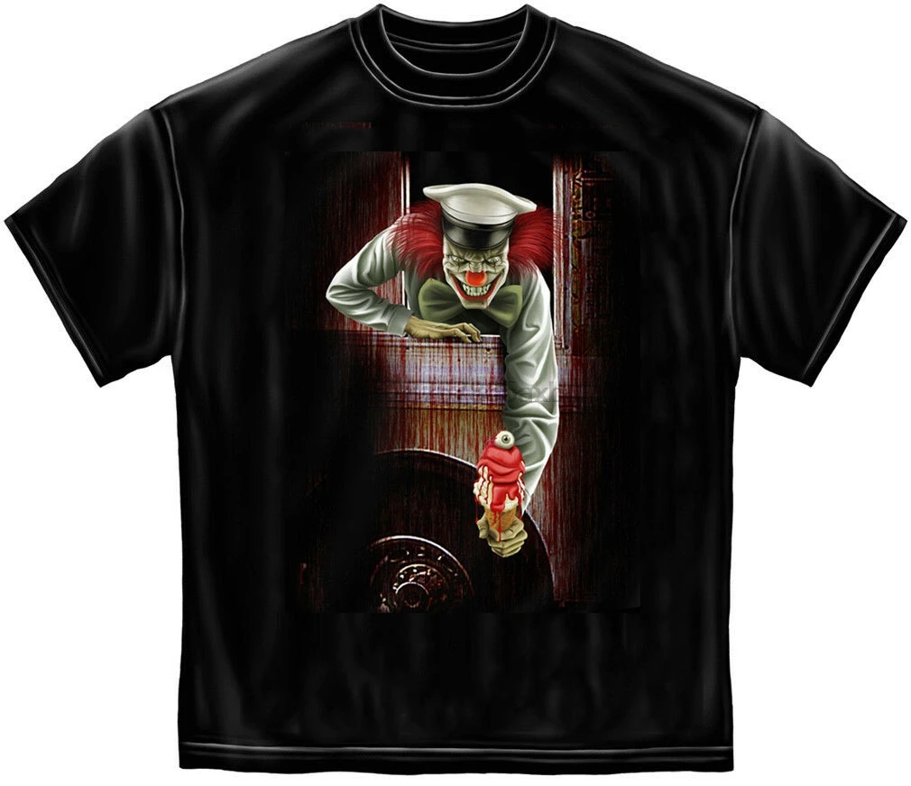 Страшный Клоун Футболка злой Мороженое Человек кровавый Хэллоуин ужас футболка