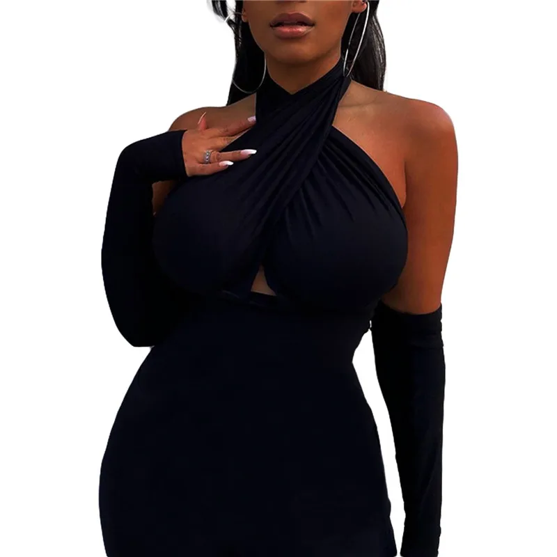 

Women Sexy Hollow Bandage Cross Halter Dress Fashion Slim Sleeveless Clothing Street Lady Trend Mini Dresses 2021 New Vestidos