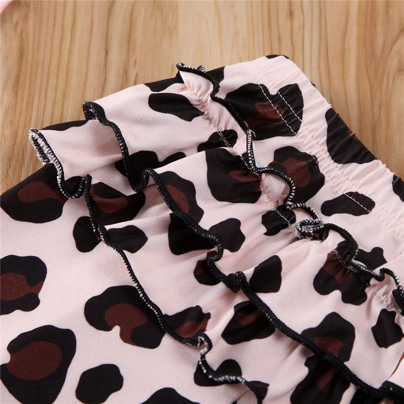 

0-18M Newborn Infant Baby Girl Clothes Ruffle Romper Leopard Pants Leggings Outfit