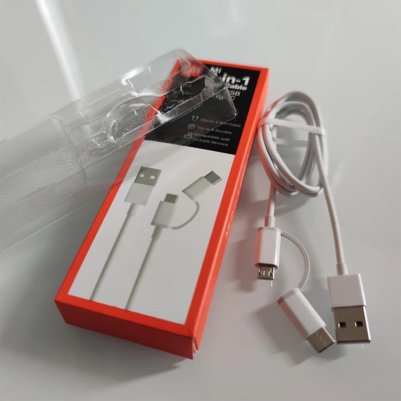 2 в 1 USB-кабель Xiaomi два одном зарядный кабель Micro USB для Type-C поддержка быстрой