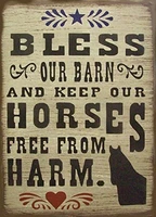 bless our barn and keepour horses free from harm rustic shabby chic metal tin sign retro garage mancave wall vintage plate decor