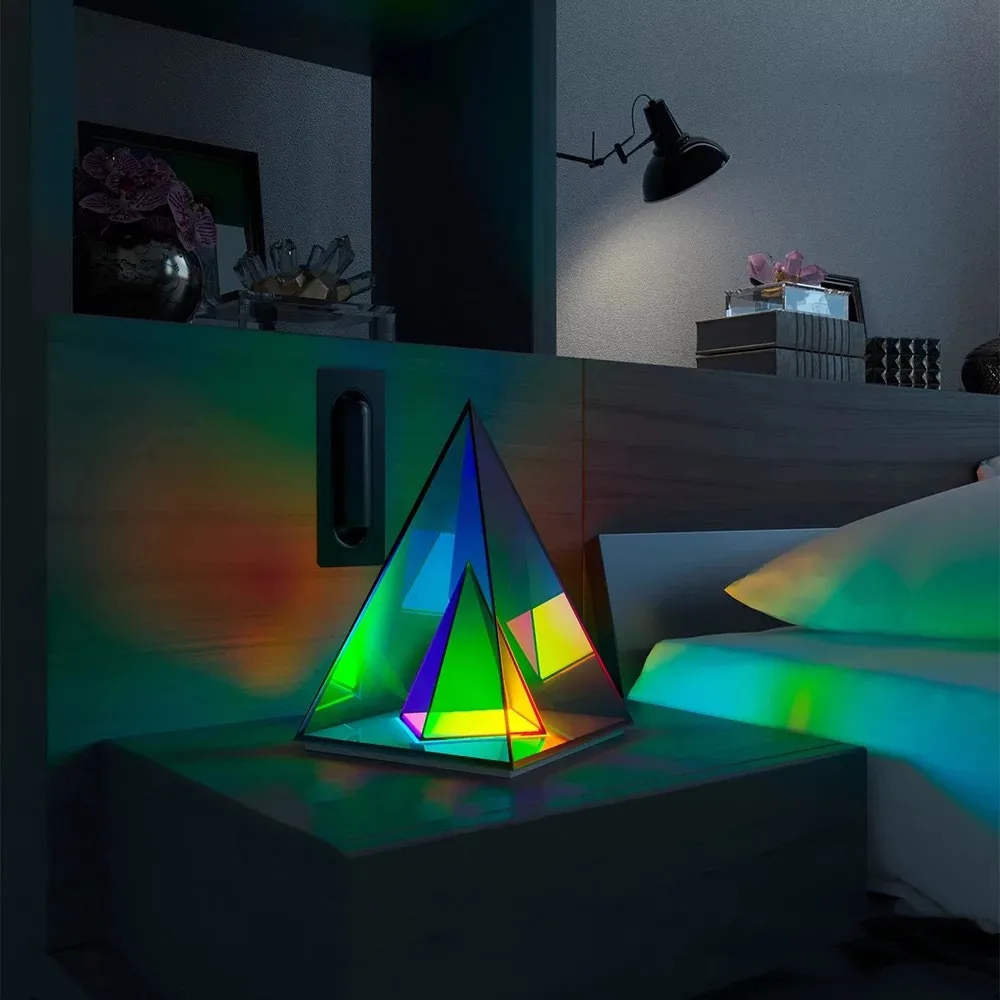 Новый акриловый треугольный куб RGB Декор Светодиодная настольная лампа