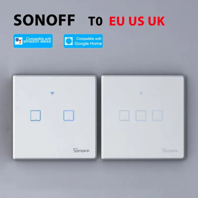 Интеллектуальный выключатель света SONOFF TX серии T0 Wi Fi умные выключатели с 1/2/3 Gang