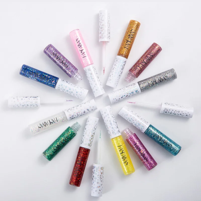 Многофункциональные блестящие блестящая жидкая тени для век 12 цветов гладкие