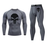 mens clothing winter first layer long johns thermal underwear skull t shirt warm long sleeves leggings compression jogging set