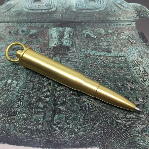 Brass Ballpoint Pen Mens EDC Mini Outdoor Metal Rollerball Pens Key Chains Keychain Ring Fob Charms Pendant Accessories Gift | Украшения и