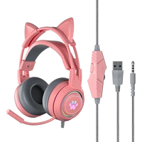 Cat Ear Gaming Headphones For Computer Gaming Headsets With Microphone Noise Cancell Wired USB 3 5mm Plug For PS4 Xbox One