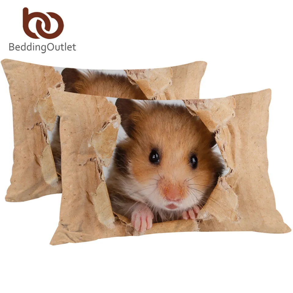 BeddingOutlet чехол для подушки в виде хомяка с 3D рисунком ярко коричневая наволочка