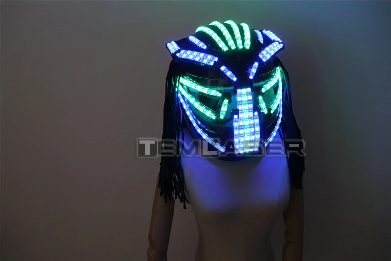 LED шлем певица сценическое платье наряды Броня светящаяся маска для лица шляпа