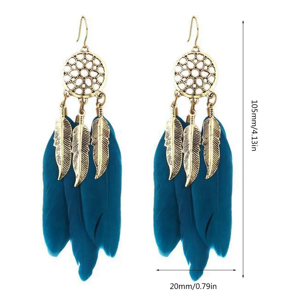 Женские Винтажные висячие серьги в виде листьев и перьев богемные с кисточками