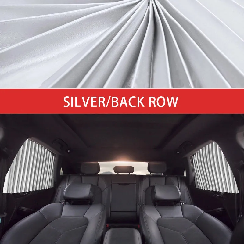 2pcs Rear Silver Солнцезащитный козырек для окна автомобиля, защита от УФ-лучей, автомобильная занавеска бокового окна, летний солнцезащитный козырек, защита для окна автомобиля, аксессуары для автомобиля - Цвет: 2pcs Rear Silver