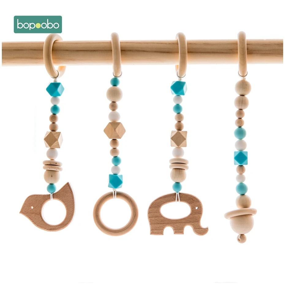 Blue Set Bopoobo детская деревянная цепочка жевательный браслет детский мобильный деревянный прорезыватель погремушка для листьев игрушка может жевать BPA Бесплатно Детские Прорезыватели подарки - Цвет: Blue Set