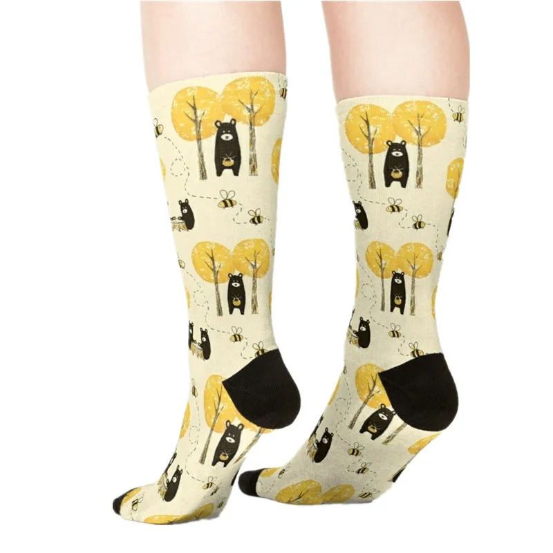 

2021 Women's socks kawaii Bandana All Over Blue Printed Socks Women harajuku Happy Funny Novelty cute girl gift Socks for women