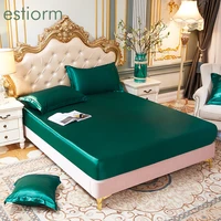 luxury solid color fitted sheetelastic band silkly sheet for bedsingle double queen size bed mattress coverprotector180x200