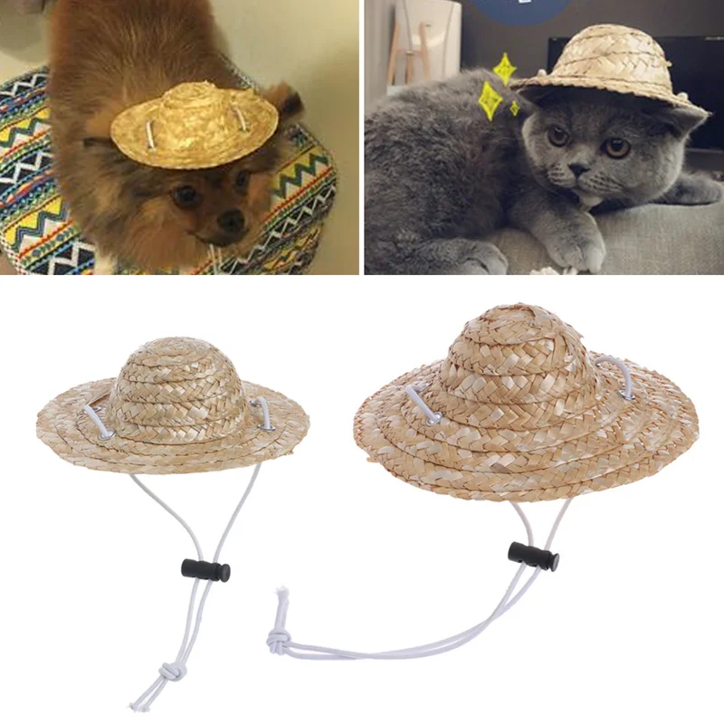 

Hawaiian Style Pet Sombrero Hat Dog Cat Hat Small/Large Diameter 14cm 16cm Drop Ship